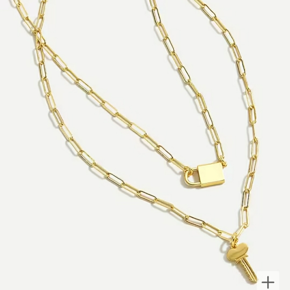 J. Crew lock-and-key necklace gold plated